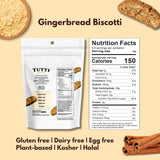 Tutti Gourmet Gluten Free Gingerbread Biscotti, 9.9 oz (283g) Resealable Cookie Bag - Vegan and Halal Snacks