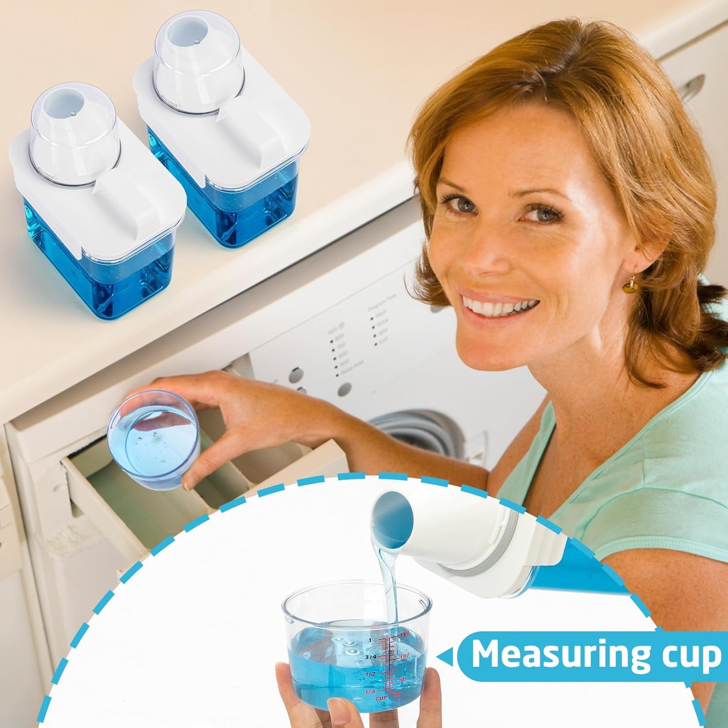 Bikkii Laundry Detergent Dispenser-2 Pack, 51 oz Detergent Dispenser with 4 Removable Labels, Laundry Soap Dispenser for Laundry Room Organization