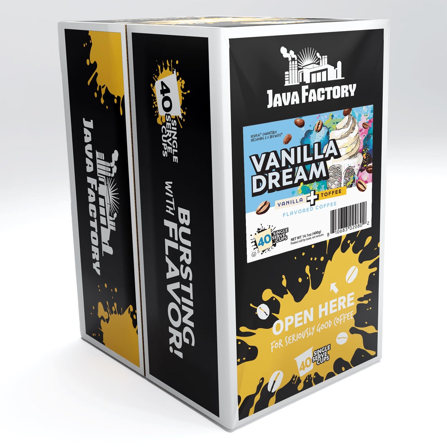 Java Factory Coffee Pods Vanilla Flavored Coffee Compatible with K Cup Brewers Including 2.0, Vanilla Dream, 40 Count