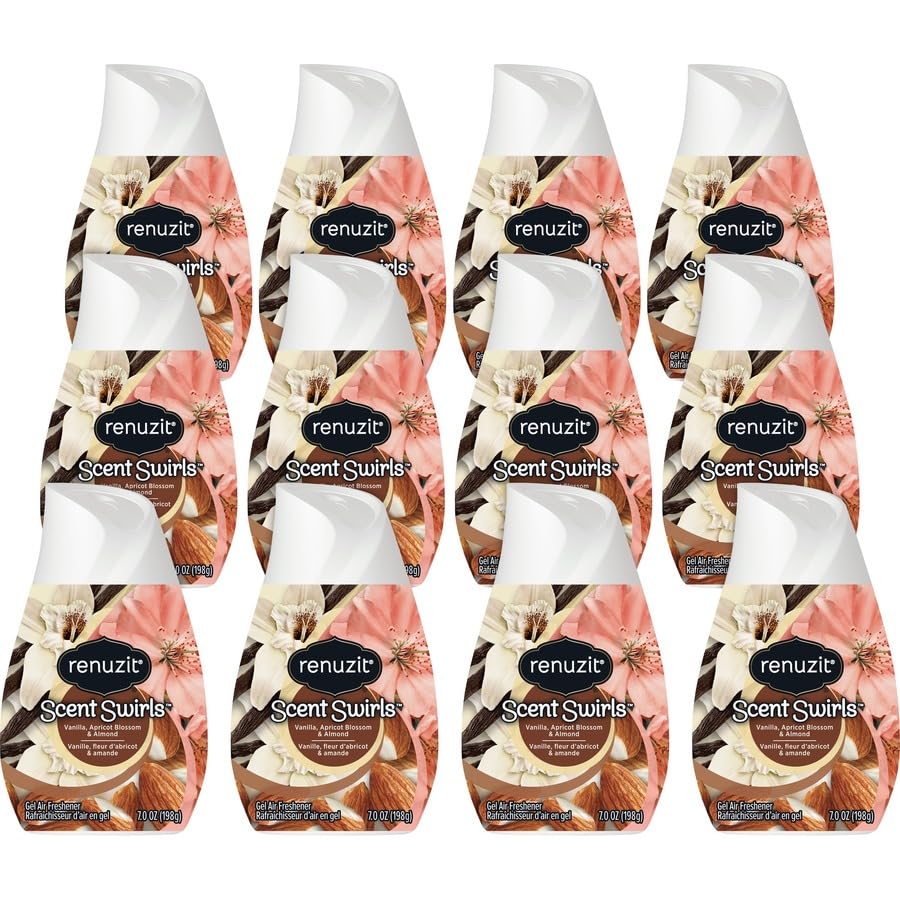 Renuzit Gel Solid Air Freshener Cone, Vanilla, Apricot Blossom, & Almond, 7 OZ (Pack of 12)