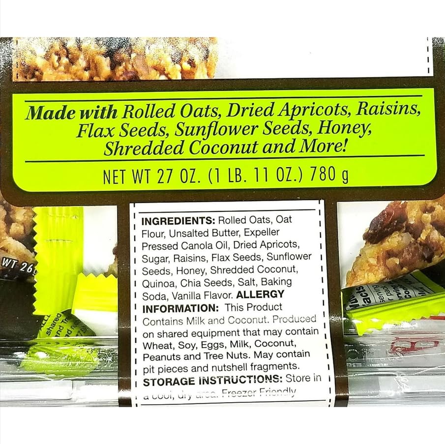 Traditional Aussie Bites Individually Wrapped 27 Oz, Oatmeal snacks cookies, Healthy Oatmeal Bites with RON DEYMOND Card