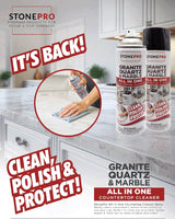Stone Pro All-in-One Countertop Cleaner Spray - for Quartz, Granite, Marble & More!