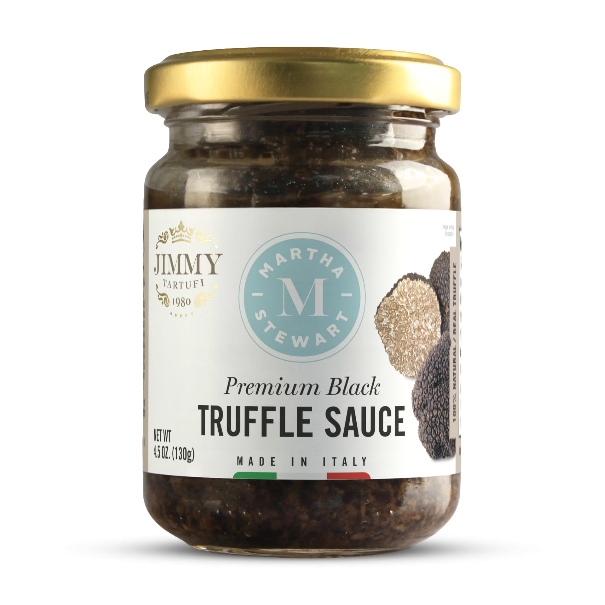 Martha Stewart & Jimmy Tartufi Premium Black Truffle Sauce, 4.5 oz Jar (Pack of 1) - Made With Real Truffles - No Preservatives, Colorants or Added