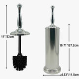 Indecor Home Chrome Silver Metal Toilet Bowl Brush with Handle Lid Holder, Durable Bathroom Cleaning Tool for Easy Toilet Maintenance, Bathroom Toilet