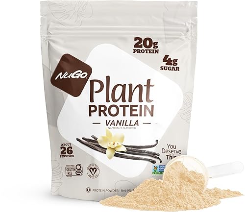 NuGo Plant Protein Powder, Vanilla, 20g Vegan Pea Protein, Low Sugar, Gluten Free, Dairy Free Ingredients, Soy Free, Non-GMO, Plant Based, Kosher