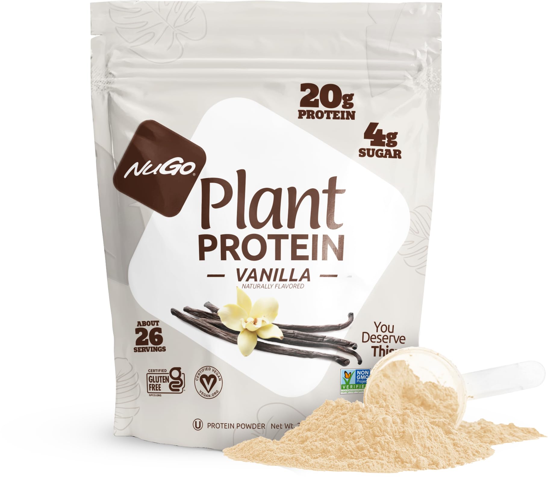 NuGo Plant Protein Powder, Vanilla, 20g Vegan Pea Protein, Low Sugar, Gluten Free, Dairy Free Ingredients, Soy Free, Non-GMO, Plant Based, Kosher