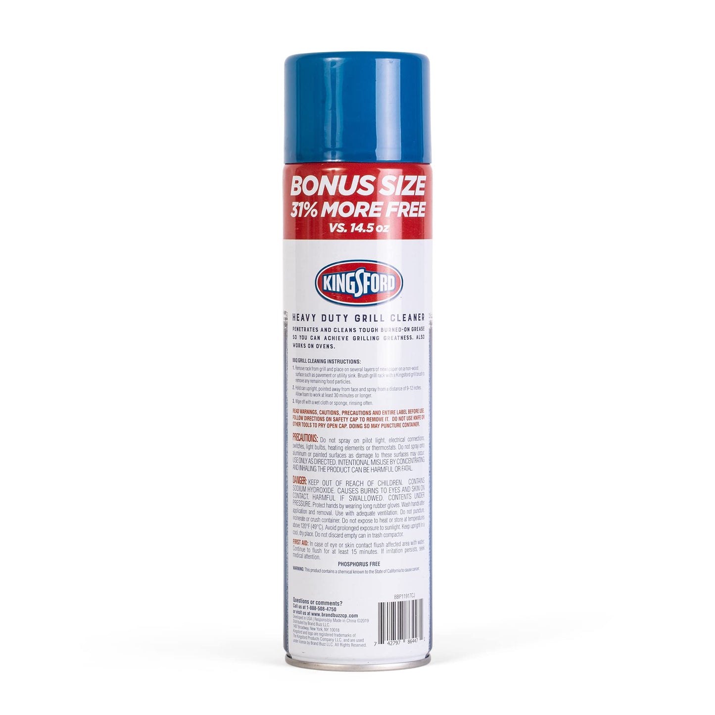 Kingsford Heavy Duty Foaming Grill Cleaner Spray, BBQ Degreaser for Charcoal & Gas Grills, Cuts Grease, Burnt-On Food & Grime, Easy Spray-On Foam