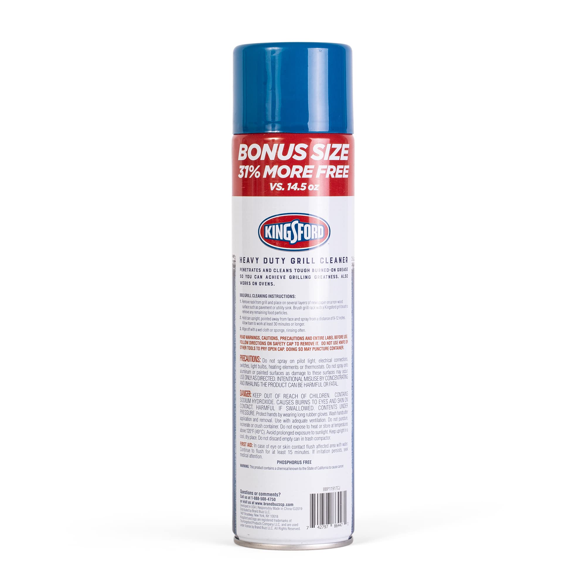 Kingsford Heavy Duty Foaming Grill Cleaner Spray, BBQ Degreaser for Charcoal & Gas Grills, Cuts Grease, Burnt-On Food & Grime, Easy Spray-On Foam