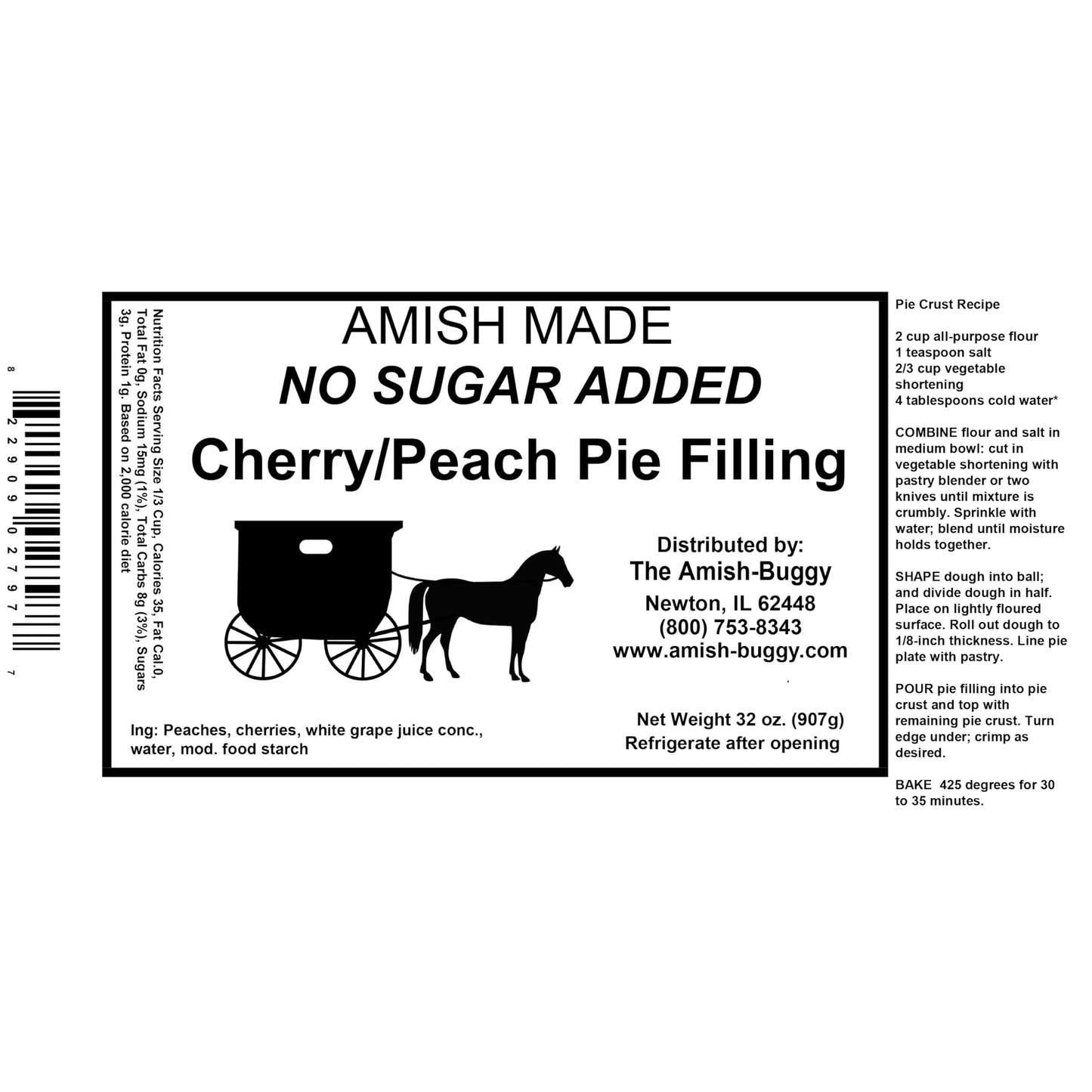 Amish Pie Filling and Topping - (Two - 32 Oz Jars) (Cherry Peach NSA)