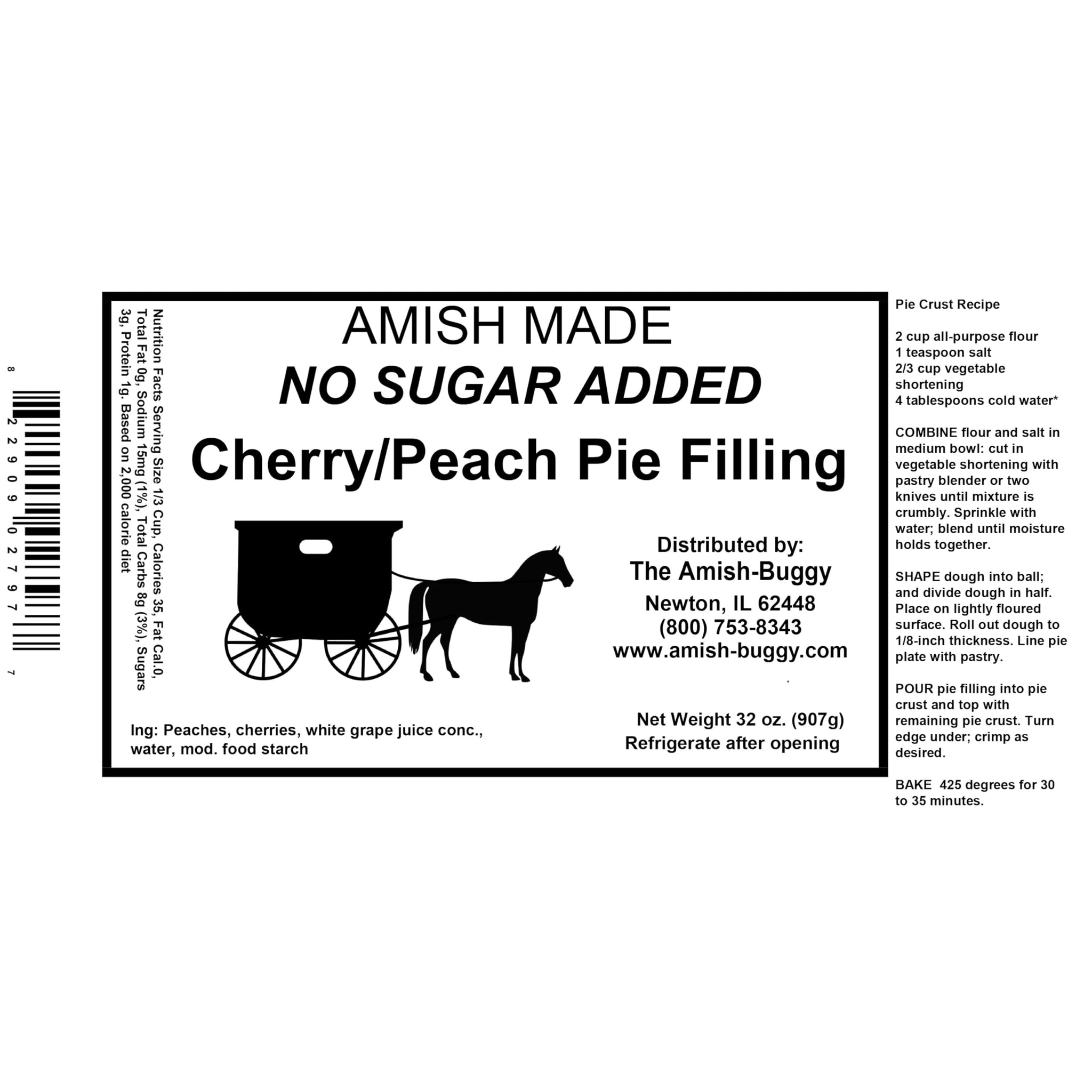 Amish Pie Filling and Topping - (Two - 32 Oz Jars) (Cherry Peach NSA)