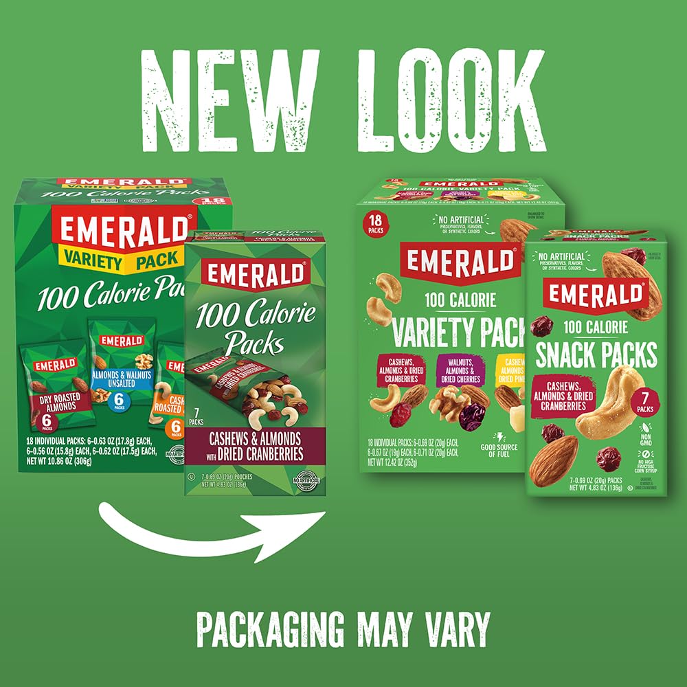 Emerald Nuts Cocoa Roast Almonds 7 Ct (1-Pack), 100-Calorie Individual Packs, Kosher Certified, Non-GMO, Contains No Artificial Preservatives, Flavors