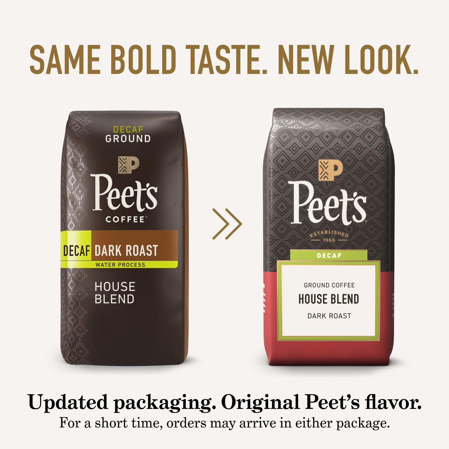 Peet's Coffee, Dark Roast Ground Coffee, Decaffeinated Arabica Coffee - Decaf House Blend 18 Ounce Bag