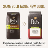 Peet's Coffee, Dark Roast Ground Coffee, Decaffeinated Arabica Coffee - Decaf House Blend 18 Ounce Bag