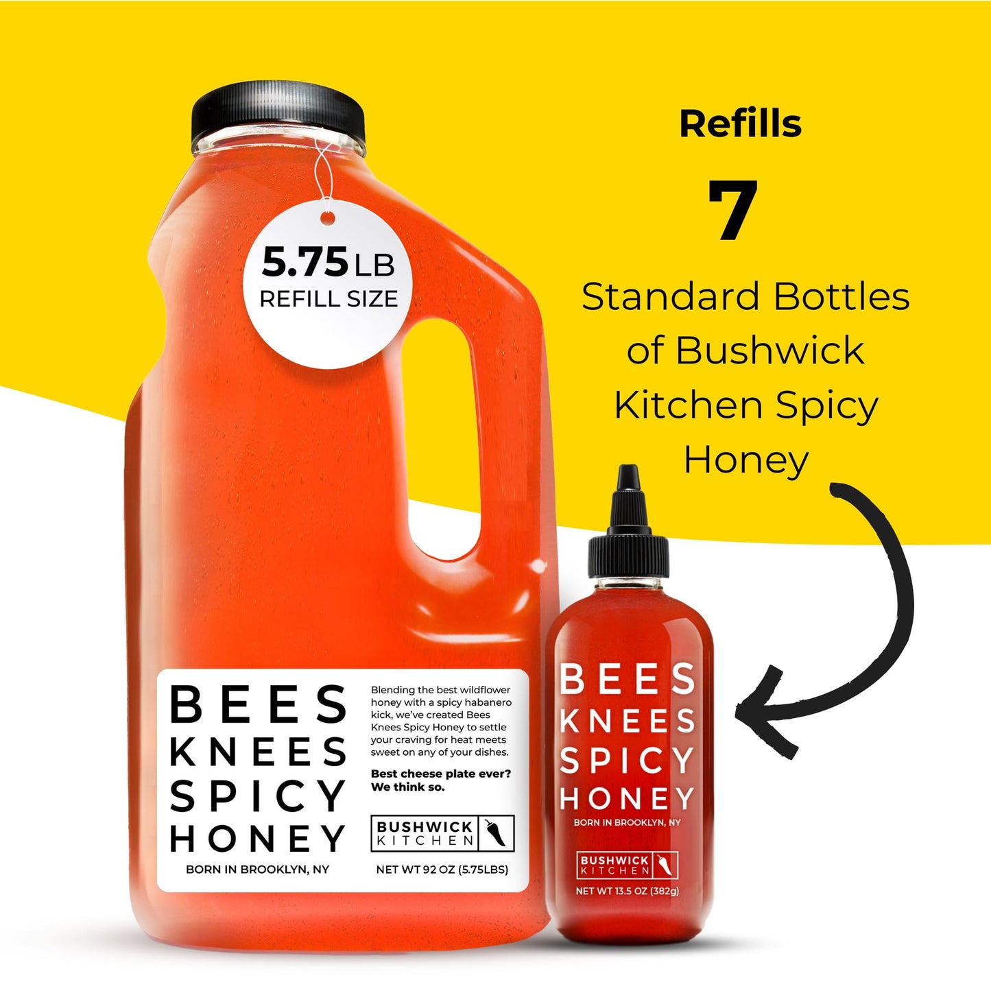 Bees Knees Spicy Hot Honey Bulk Bottle - Made in USA Wildflower Honey Infused with Habanero for Cooking, Glazing & Foodservice Use - Spicy Sweet Kick