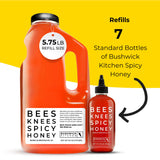 Bees Knees Spicy Hot Honey Bulk Bottle - Made in USA Wildflower Honey Infused with Habanero for Cooking, Glazing & Foodservice Use - Spicy Sweet Kick