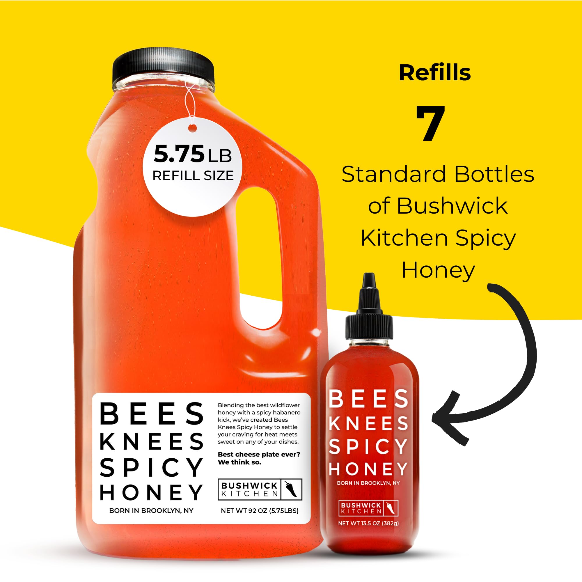Bees Knees Spicy Hot Honey Bulk Bottle - Made in USA Wildflower Honey Infused with Habanero for Cooking, Glazing & Foodservice Use - Spicy Sweet Kick
