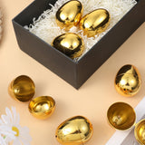 12 Pack Golden Plastic Easter Eggs, 2.3 Inch Fillable Eggs for Easter Egg Hunt, Metallic Plastic Empty Egg Shiny Metallic Party Favors & Basket