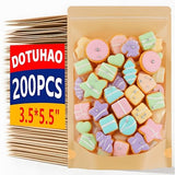 DOTUAHO 200 PCS Paper Bags with Window, 3.5" x 5.5" Resealable Bags, Stand Up Pouches, Reusable Ziplock Food Storage Bag Resealable Pouches for Foods