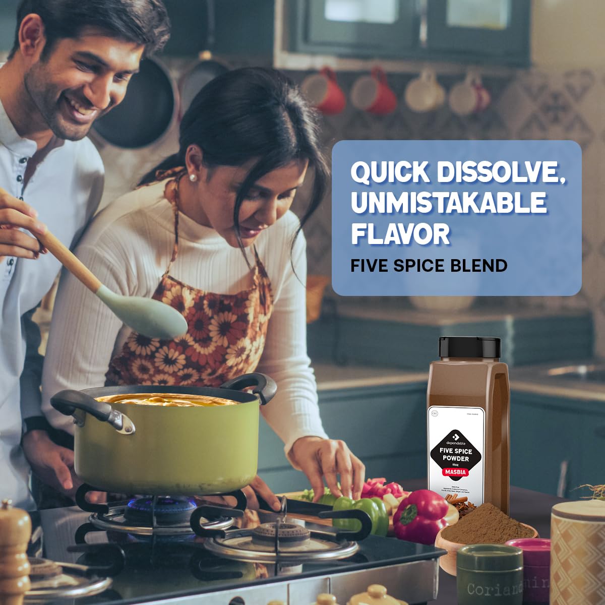Dependable Food Chinese Five Spice Blend - 11 oz. Resealable Pouch - Natural, Non-GMO, Allergen-Free, No Additives, Kosher - Asian Spice Mix Seasoning