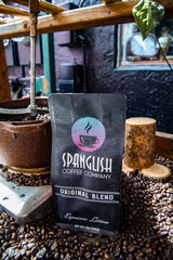 Spanglish Espresso, Latino Style Coffee, Medium-Dark Roast, Roasted in small batches, bold intense flavors, All-Natural,12 Ounce (Whole Bean)
