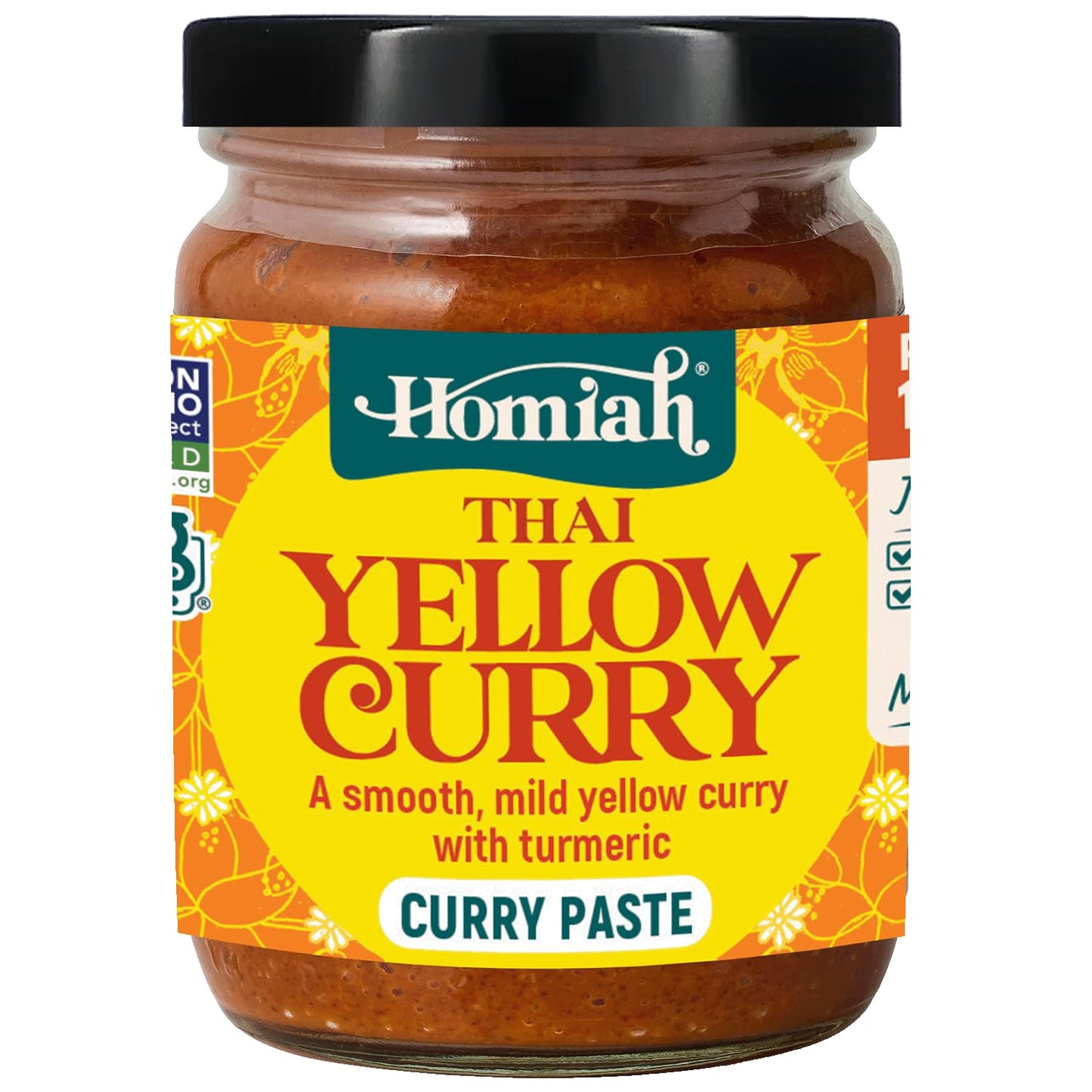 Homiah Yellow Curry Paste, 4 Oz - Vegan, Gluten-Free, Non-GMO Thai Paste with Turmeric, Thai Essentials for Kitchen - Premium Mild Yellow Paste