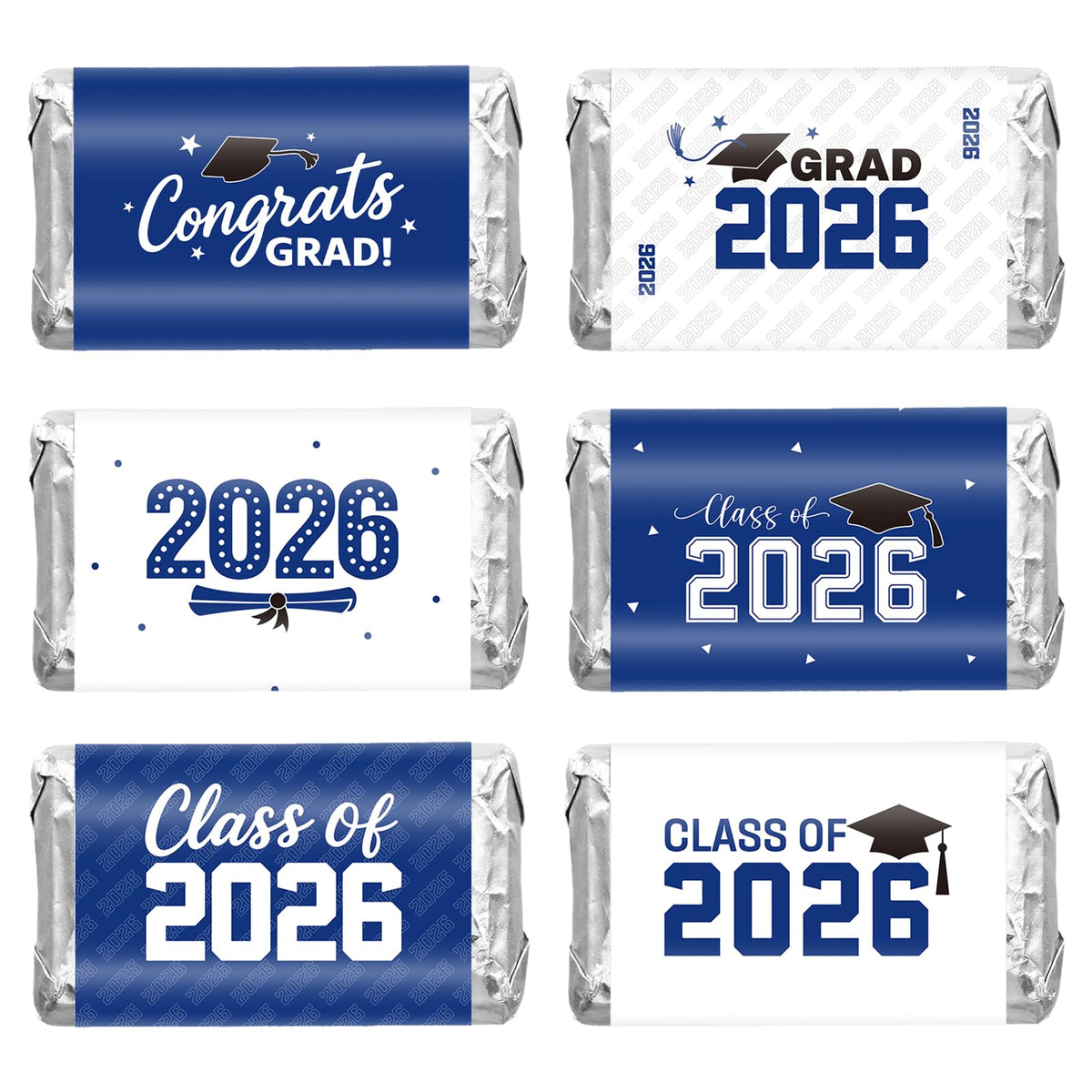 Anwyll 120Pcs Graduation Party Favor Decoration Stickers 2026 Grad Mini Candy Chocolate Bar Wrapper Label Sticker Self Adhesive Congrats Graduation