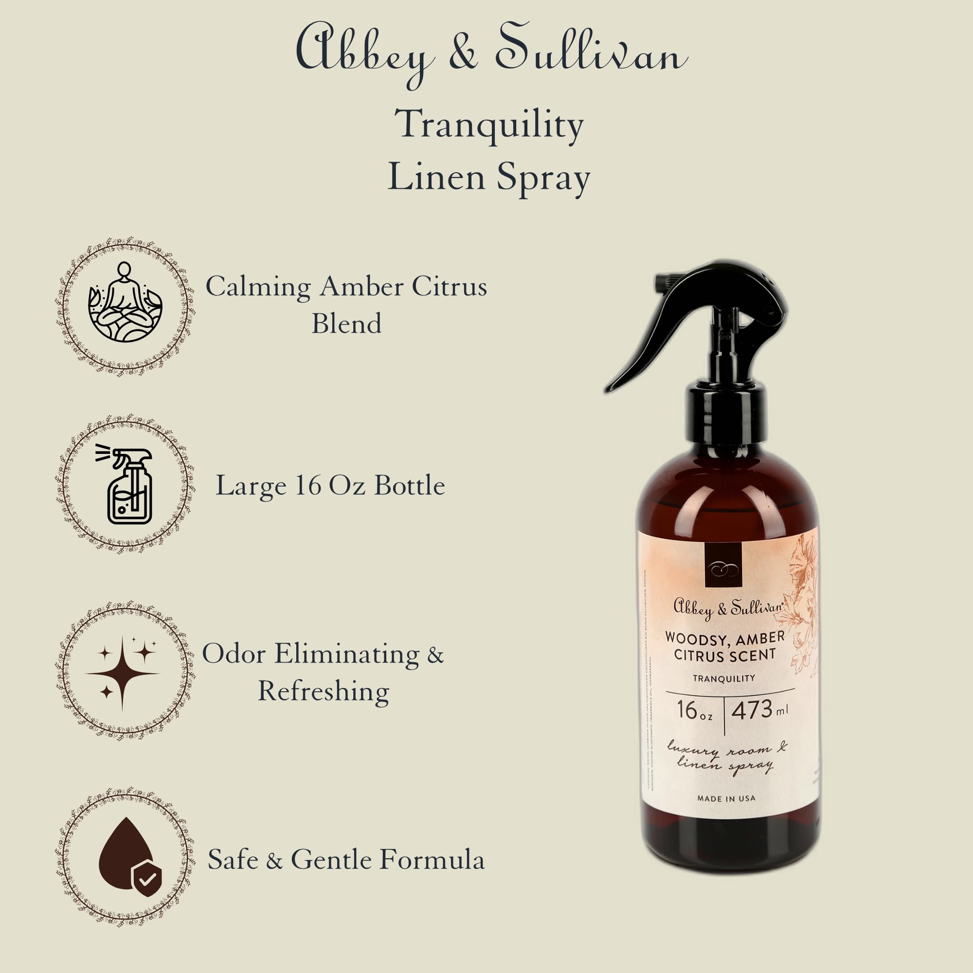 Abbey & Sullivan Linen Spray, Tranquility, 16 oz