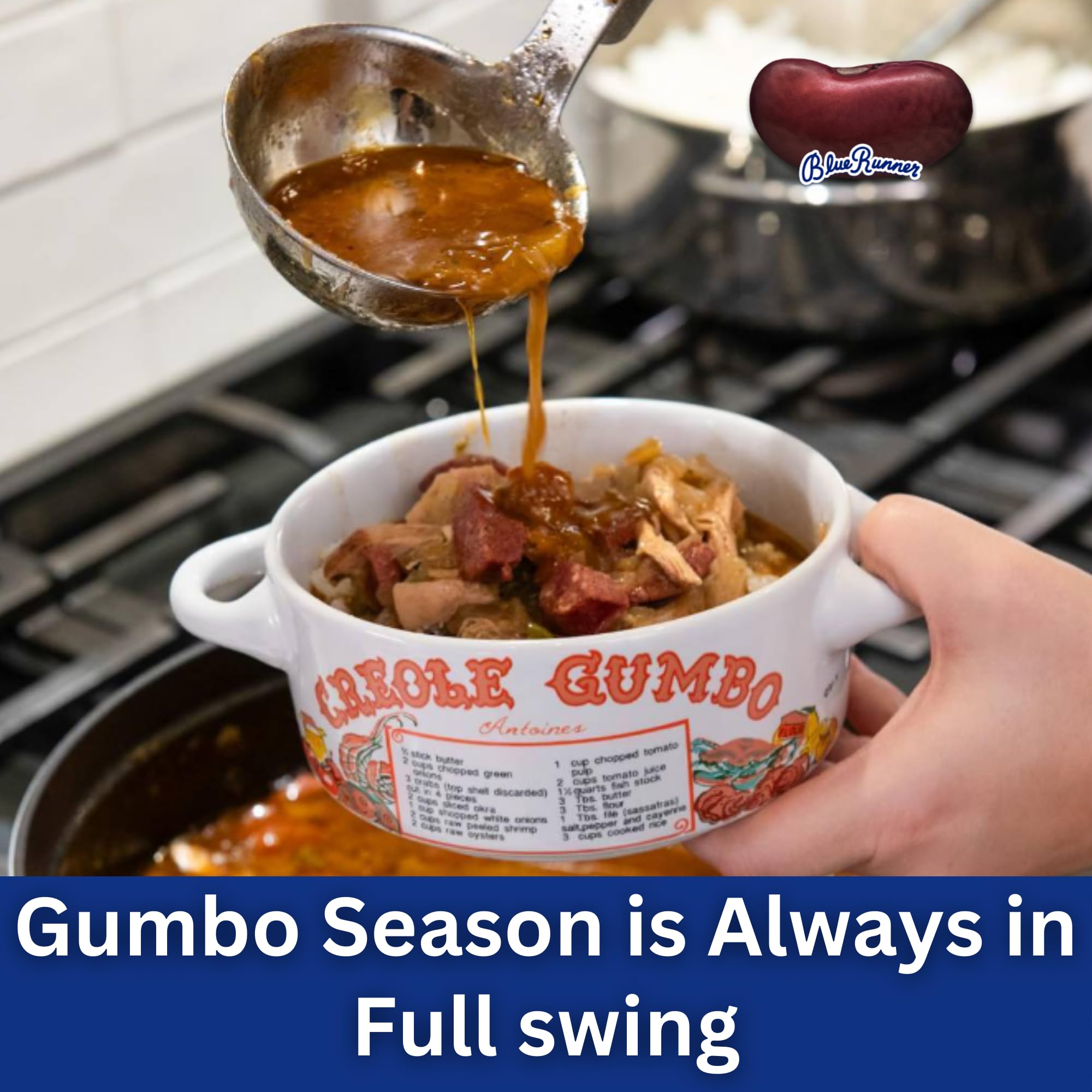Blue Runner Gumbo Creole Base (Pack of 3) Traditional Louisiana Chicken and Sausage Gumbo Base - Quick and Delicious Meal Solution