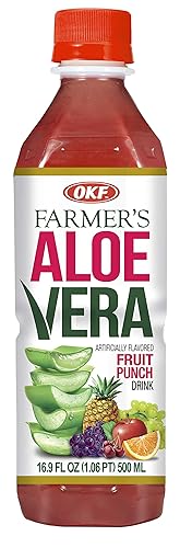 OKF Aloe Vera Drink in 16.9 Ounce Bottles (Fruit Punch, 12 Pack) (Fruit Punch, 12 Pack)