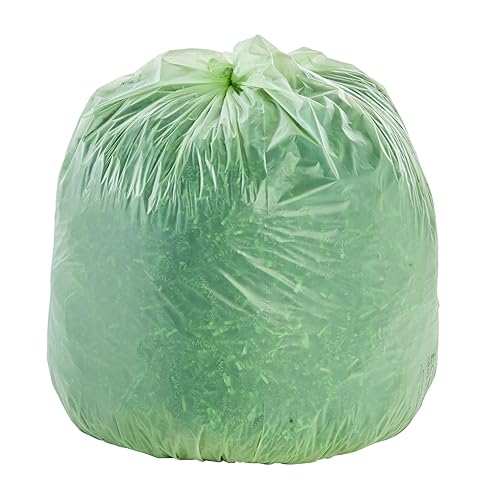 Stout by Envision Compostable Trash Bags, 32 Gallon 33" x 48", 50 Bags Per Case, ASTM6400, Green Bags, Made in America (E3348E85)