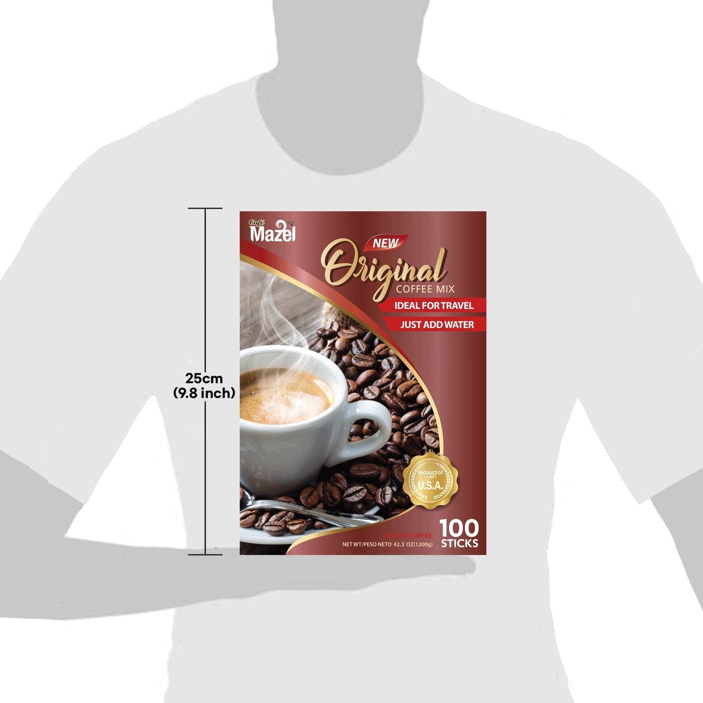 Café Mazel Instant Coffee - Original, Coffee Mix, 3 in 1 Coffee, 100 Sticks