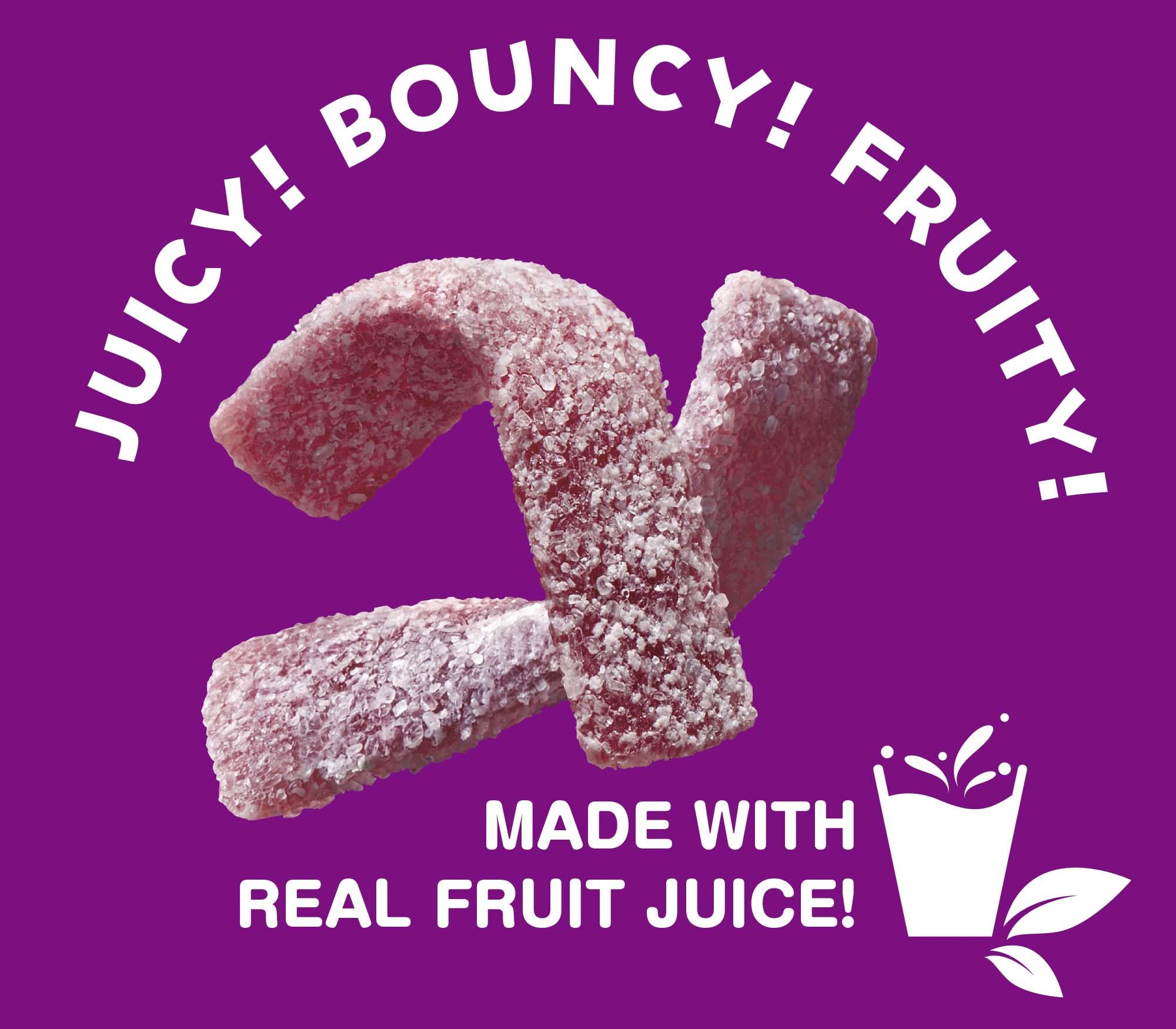 Bourbon Fettuccine Gummi Grape Candy, 10-Pack - Japanese Sour & Chewy Gummy Strips Made with Real Fruit Juice