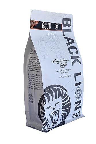 Black Lion Cafe Ethiopian Guji Coffee Beans Single Origin Arabica, Fresh Roasted Premium Whole Bean Coffee, Medium Roast, 16 oz
