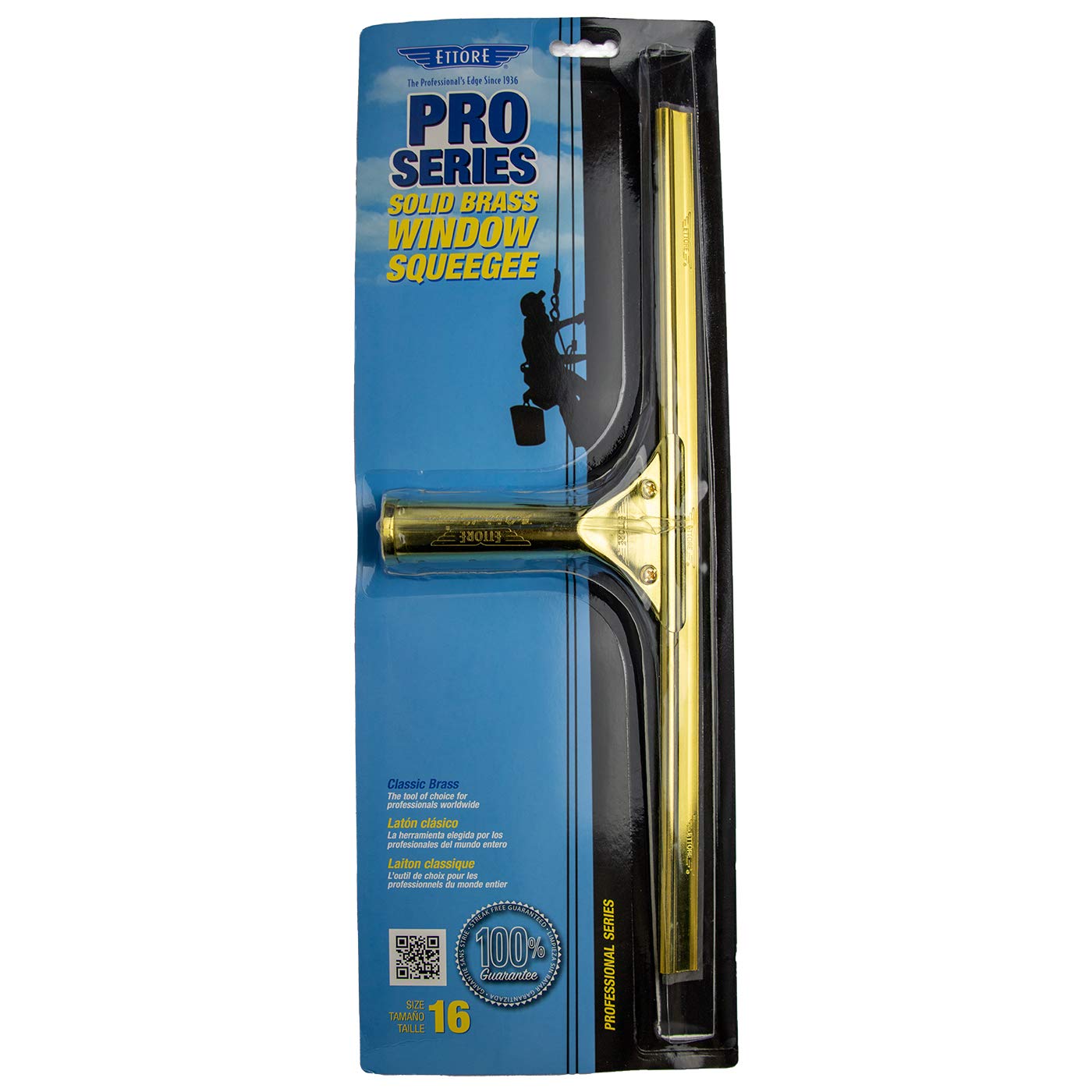 Ettore Solid Brass Window Squeegee, 16-Inch