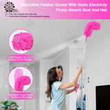 Microfiber Dusters for Cleaning, Feather Dusters with Extension Pole, Bendable & Washable Dusters for High Ceiling Fan, Blinds, Cars, Furniture