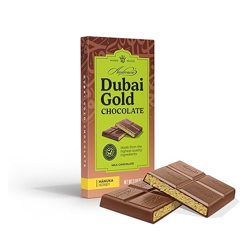 Andreano Dubai Gold Milk Chocolate Bar with Pistachio & Crispy Kataifi - Belgian Chocolate & Manuka Honey | Freshly Made in California - 110g