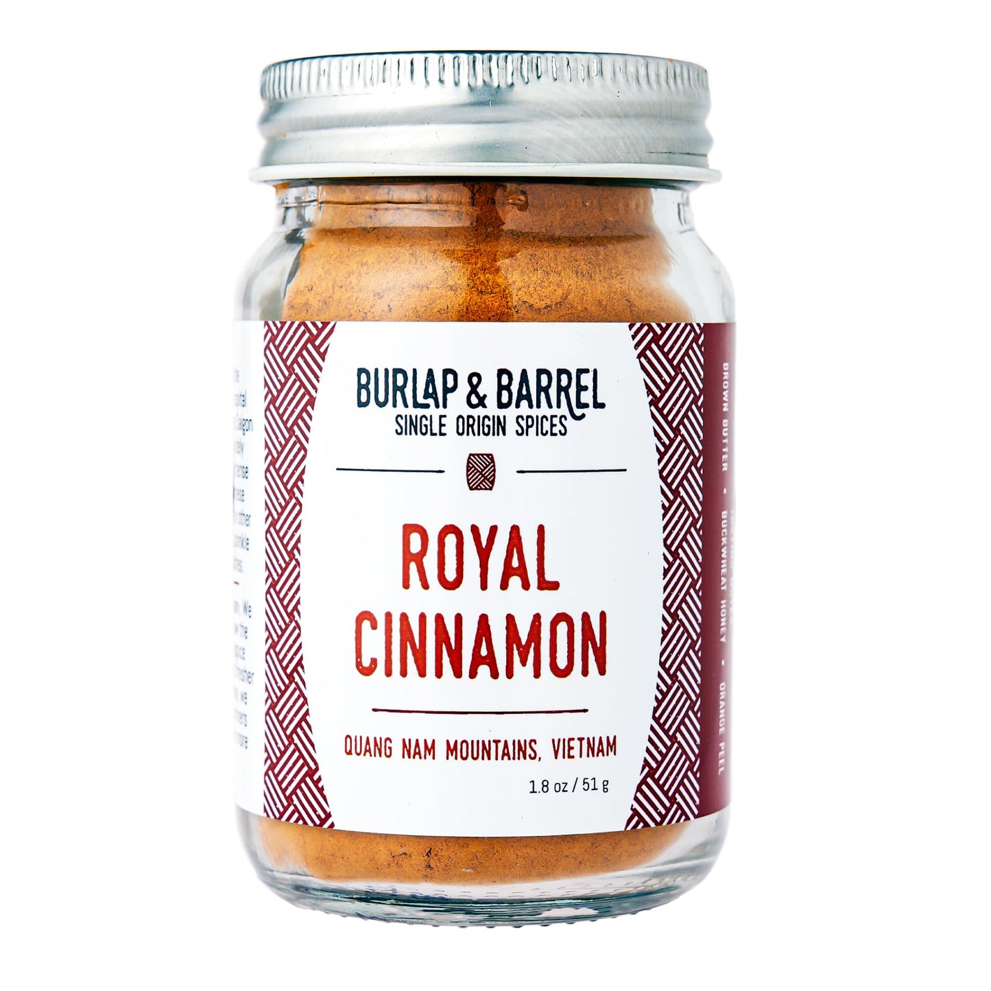 Burlap & Barrel Royal Cinnamon - Intense Sweetness & Spiciness of Vietnamese Cinnamon Powder & Spice - As seen on Shark Tank - 1.8oz Glass Jar