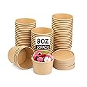 Wuadua Disposable 8 oz 50 Pack Paper Soup Containers with Lids - Takeout Soup Bowls for Noodles, Salad, Restaurant, Catering, Food Storage - Microwave