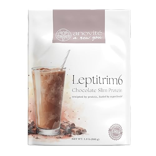 Anovité LeptiTrim6 Chocolate Shake 856 g - High Protein Meal Replacement Powder with Colostrum & Leptin, Nutritional Chocolate Shake for Daily