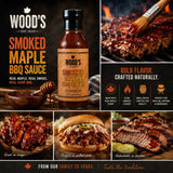 Wood’s Smoked Maple BBQ Sauce - Sweet & Smoky Small-Batch Barbecue Sauce Made with Real Vermont Maple Syrup | Bold Flavor with a Peppery Kick |