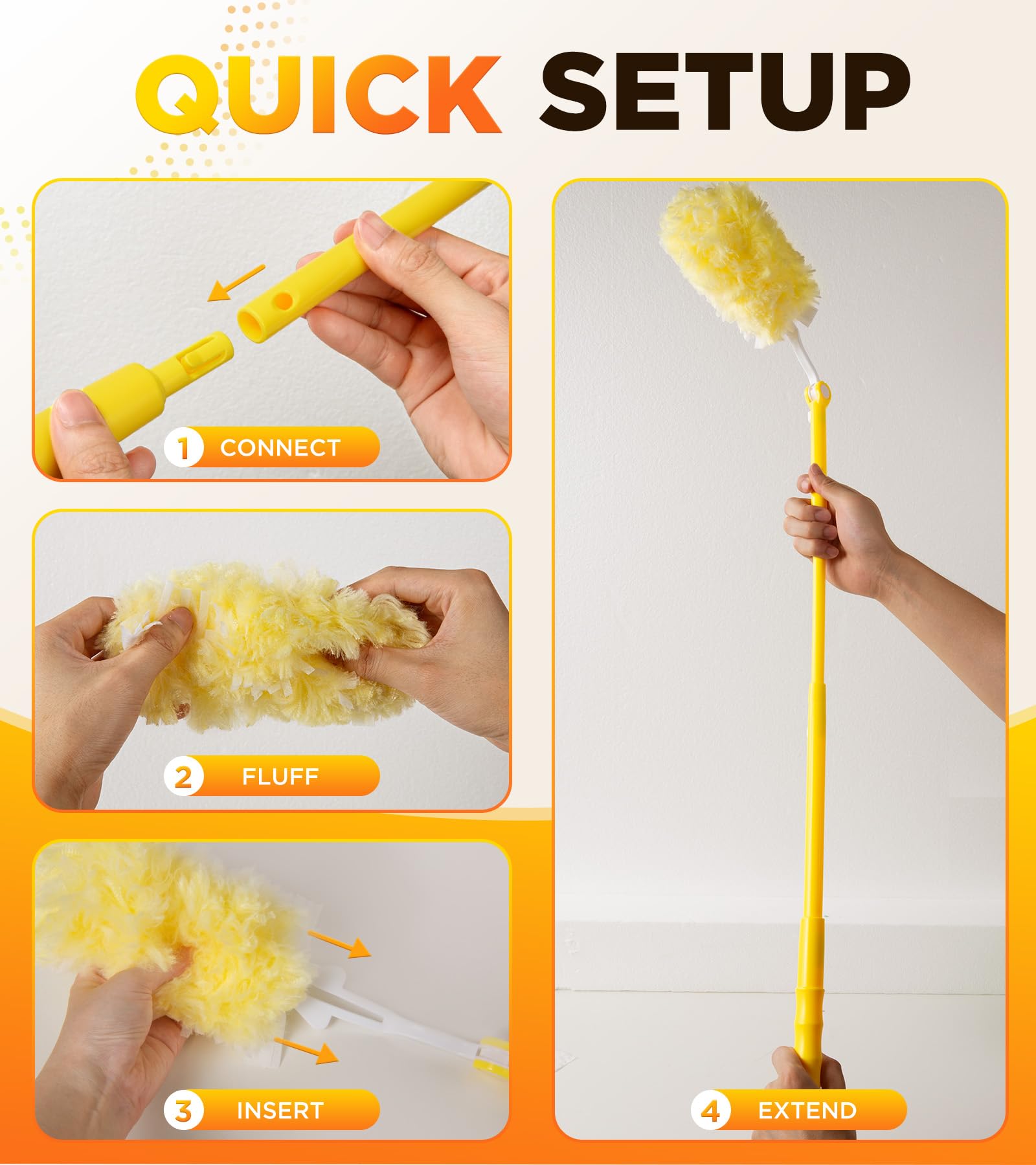Heavy Duty Duster Refill Kit for Swiffer Duster with 3 ft Extension Pole & 20 Count Refills, 4X Microfibers Multisurface Dusters for Cleaning Home