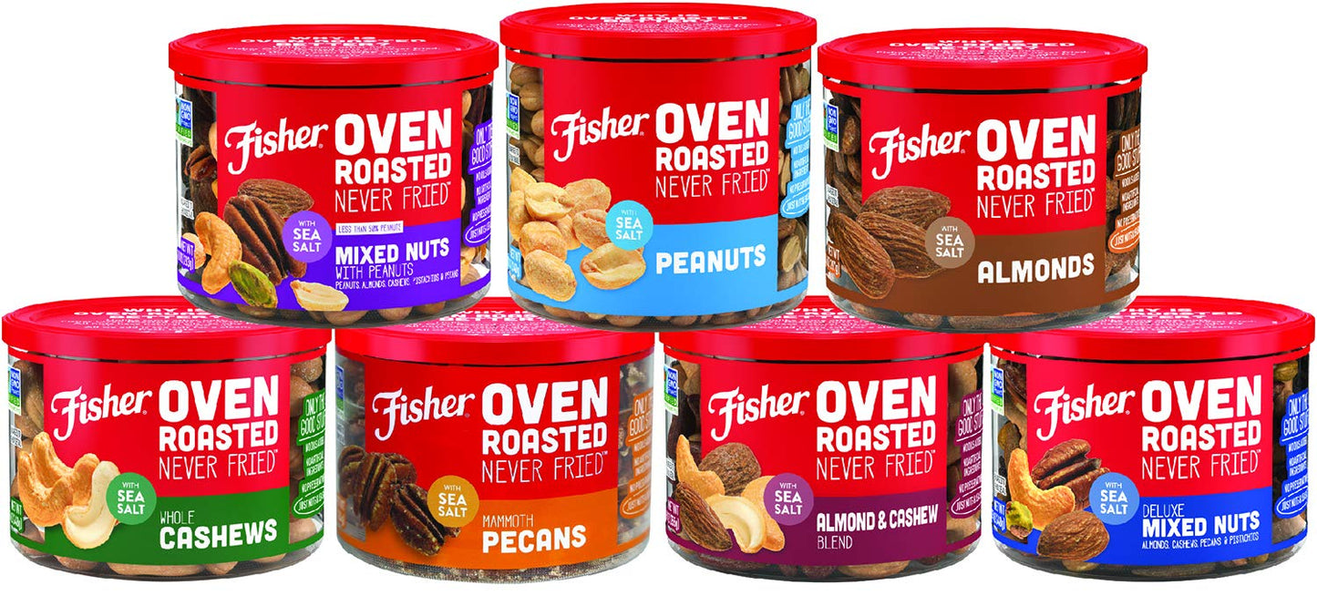 Fisher Snack, Oven Roasted Never Fried, Made with Sea Salt, Peanuts, 12 Ounce