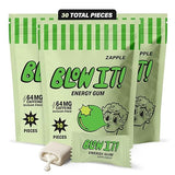 Blow It - Caffeinated Xylitol Gum - Intensified Energy and Focus Boost Effect - Green Coffee Bean Infused Sugar Free Gum - Zapple Flavor - 3-Pack (30