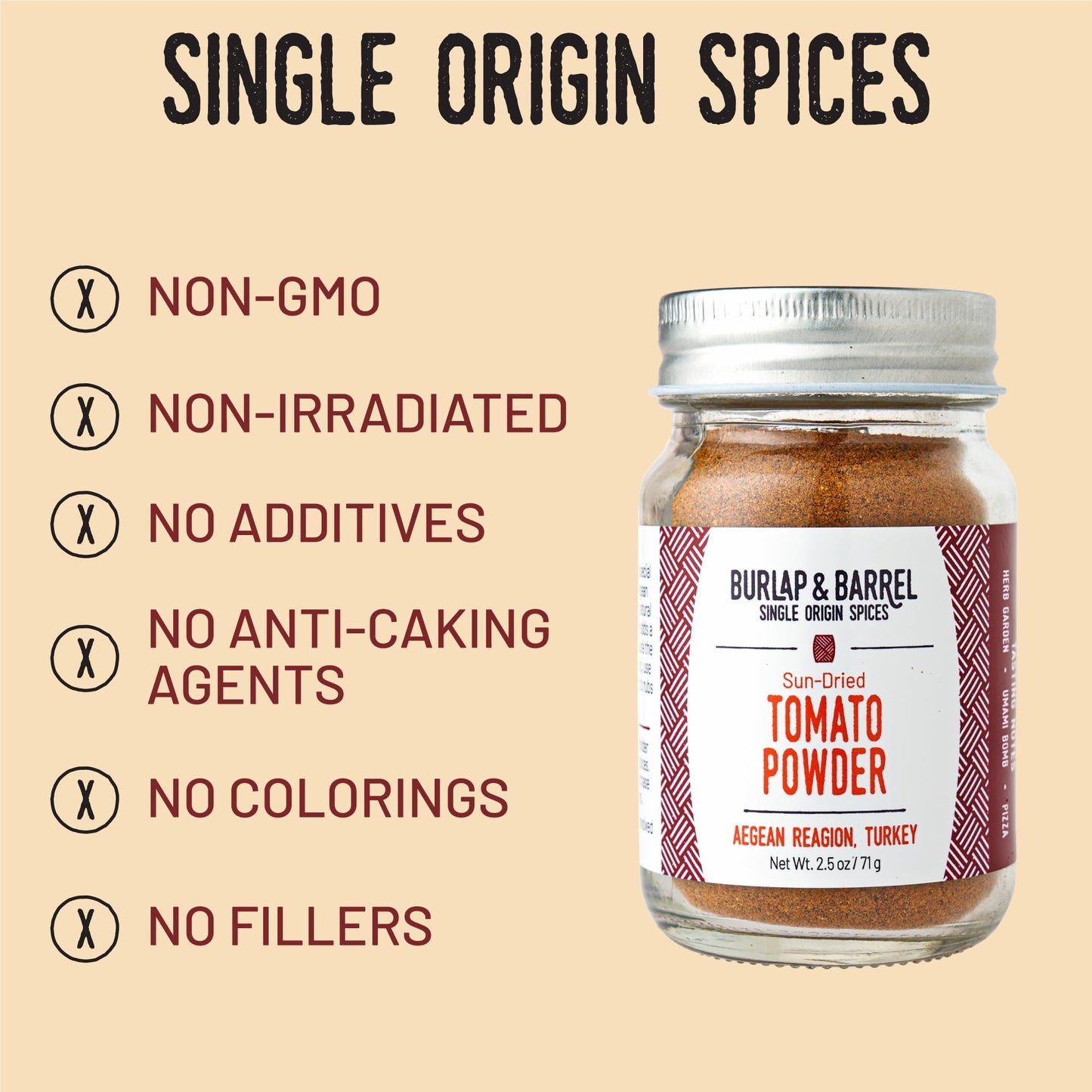 Burlap & Barrel Sun-Dried Tomato Powder - Add Deep Umami & Savory Tanginess to Dishes - for Popcorn, Fried Chicken, Sauces & Salads - As seen on Shark