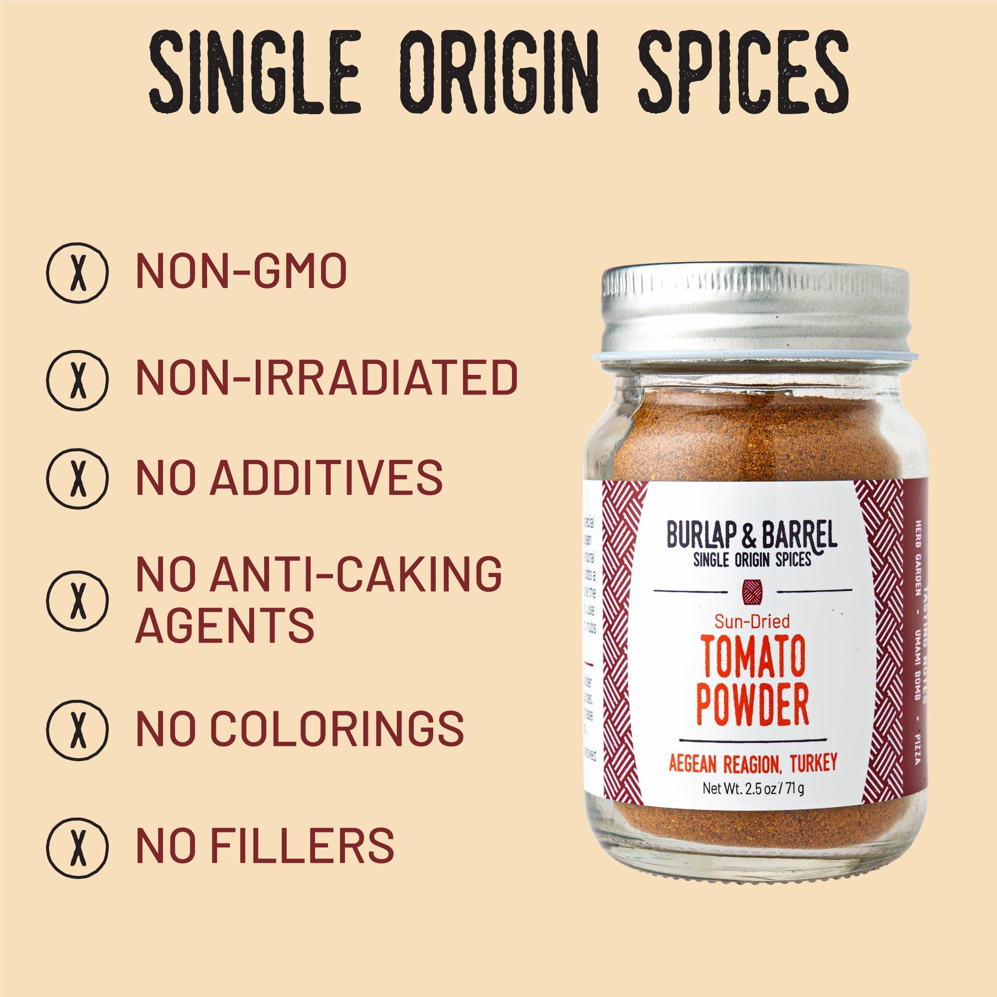 Burlap & Barrel Sun-Dried Tomato Powder - Add Deep Umami & Savory Tanginess to Dishes - for Popcorn, Fried Chicken, Sauces & Salads - As seen on Shark