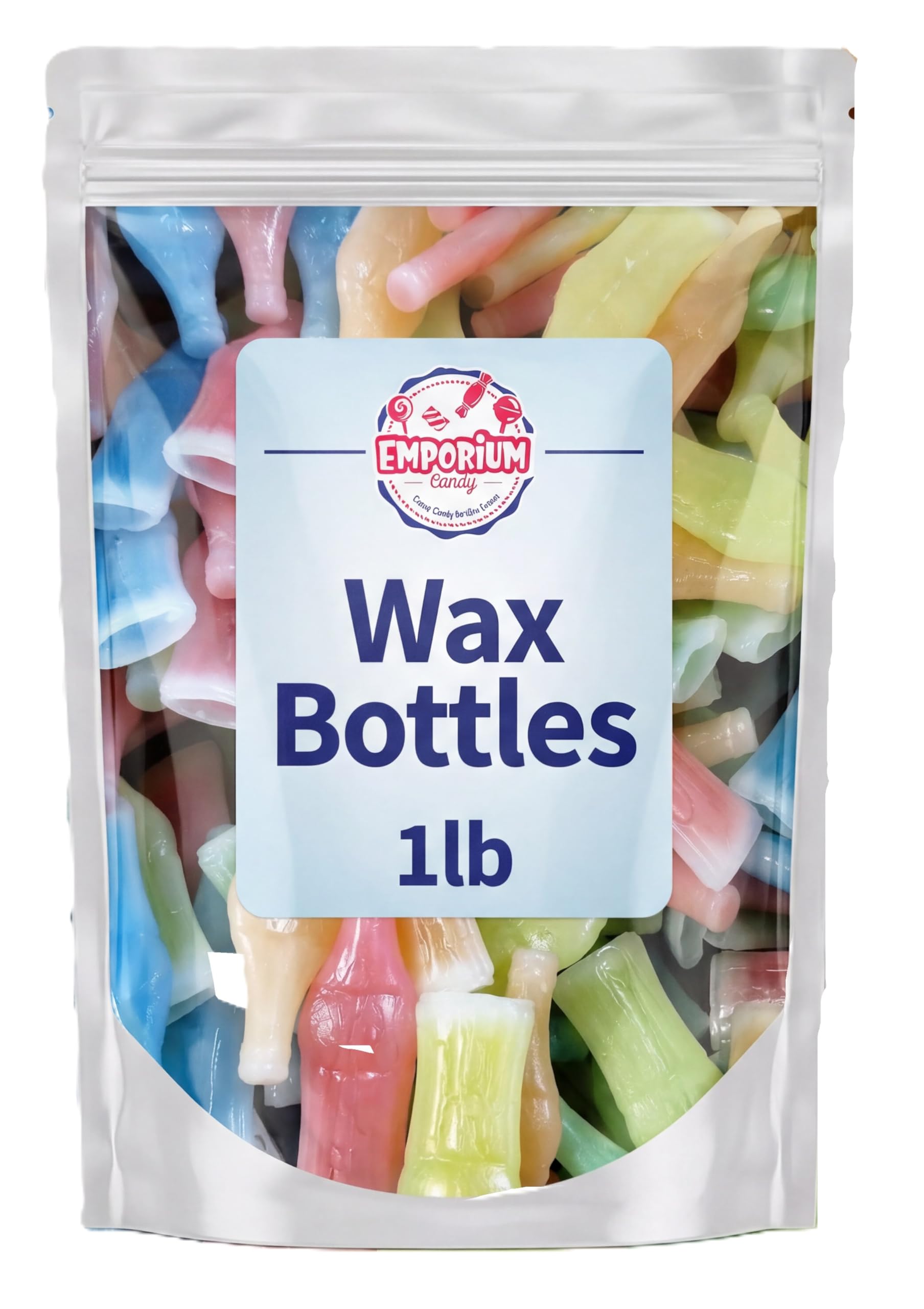 Wax Candy Bottles - Nostalgic Retro Assorted Fruity Liquid Inside Chewy Wax Bottles 1 lb in a Resealable Bag