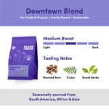 Bean & Bean Downtown Medium Roast - Organic Ground Blend Coffee - Creamy, Clean and Smooth Fair Trade Coffee - Ideal Espresso Ground Coffee Medium