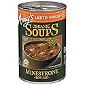 Amy’s Soup, Vegan Minestrone Soup, Light in Sodium, Made With Organic Vegetables, Beans and Pasta in Tomato Broth, Canned Soup, 14.1 Oz