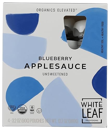 White Leaf Provisions Organic Blueberry Applesauce 4pk, 3.2 OZ