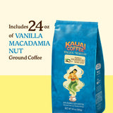 Kauai Coffee Ground Coffee - Smooth, Rich, Medium Roast - Slightly Sweet Nutty Flavor - Arabica Coffee, 10% Hawaiian with No Bitterness - Vanilla